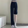 Jeans Gruesos con Forro de Felpa Talla Grande para Mujer, Nuevo Estilo Otoño e Invierno 2025, Pantalones Cálidos de Pierna Recta de Cintura Alta de Largo Completo y Pierna Ancha para Mujeres de Talla Grande