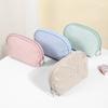 Bolsa de Maquillaje Pu Impermeable Estilo Chino, Suave y Artística, Bolso de Mano Semicircular Elegante y Grácil, Bolsa Portátil de Viaje para Guardar Labiales