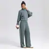 Moda Modal para Viajar Ropa de Gimnasia de Dos Piezas de Gama Alta con Caída Pantalones Rectos de Pierna Ancha Traje Deportivo Casual para Mujer
