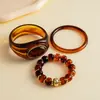 Pulsera Bangle Ovalada Cuadrada de Abalorios Acrílicos Retro Europea y Americana de Tres Piezas Joyería de Mano Exagerada con Personalidad Transfronteriza para Mujeres