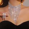 El Conjunto Más Vendido de Amazon de Collar Largo con Borlas de Pedrería y Aretes, Elegante Conjunto de Dos Piezas de Collar y Aretes de Diamantes