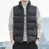 Colete de Algodão com Penas Masculino Estilo Coreano Moda Outono e Inverno Colete Casaco Tamanho Grande Casaco Colete Quente
