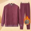 Conjunto cálido de cuello medio alto para mujeres de mediana edad y mayores, camisa y pantalones de capa base gruesos para otoño e invierno, ropa interior con forro polar de talla grande para madres