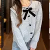 Jaqueta Cardigan de Tricô Tendência e Jovem Estilo Coreano, Caimento Solto para Mulheres, Nova Coleção Outono e Inverno, Top Casual Macio de Pelúcia com Gola de Boneca para Mulheres