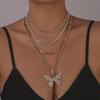 N10139 Collar Transfronterizo Exagerado Multicapa Mariposa Completo de Diamante Luz de Lujo Elegante Collar Personalidad Apilado Vintage