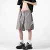 Shorts Masculino de Secagem Rápida com Fita Listrada Verão Adolescentes Calças Largas Moda Americana Marca de Moda Calças Casuais Retas