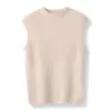 Colete de Cashmere Feminino Gola Alta Meia Listrado Sem Mangas Cor Lisa Efeito Emagrecedor Tricô Interno Colete Externo de Lã