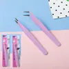 Pinzas para pestañas postizas 1 Pieza pinzas rosas rectas codo plano pinzas ESD pinzas para diario pinzas de pegamento