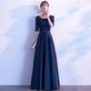 Disfraz de coro para mujer, vestido largo, disfraz de estudiante azul para adultos, disfraz de recitación, vestido largo de noche para coro.