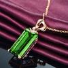 Pendente Retangular Chanfrado Quadrado Princesa Pedra Preciosa de Cristal Verde Pingente Esmeralda Incrustado com Zircônia Verde Cor Pingente Tesouro