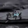 Novo Anel de Arma de Fogo Fashion Transfronteiriço Huajie Temu com Pedra Azul Marinho Inlaid Joia de Noivado Europeia e Americana Ins para Mulheres