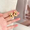 Pendientes de oso transparente con forma de corazón para niña ~ Pendientes de plata S925 con forma de aguja, suaves y bonitos, para niña, con clip para la oreja para estudiante.