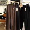 Calça Reta Relaxada Afunilada Encorpada de Lã de Alto Teor, Macia e Fluida, Emagrecedora, para Mulheres Outono Inverno Y1205N