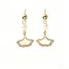 Pendientes de botón estilo dama con hoja de Ginkgo, temperamento elegante, moda de alta gama, pendientes largos exquisitos, pendientes colgantes frescos y dulces, a la moda
