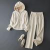 Elegante Casual Adelgazante Dobladillo Arco con Forro Polar Engrosado Sudadera con Cierre Edición Estrecha Pantalón Recto Traje Cálido