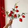 Flor de Romã Arranjo de Flores Artificiais Buquê de Flores Secas Frutas Vermelhas Fruta da Fortuna Sala de Estar Decoração de Ano Novo Arranjo Floral