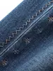 2613604- Jeans de algodón de bambú elásticos en cuatro direcciones, pantalones versátiles de pierna ancha recta adelgazantes, pantalones de otoño para mujer de cintura alta