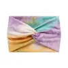 18cm Europeu e Americano Transfronteiriço Estampado Cruz Yoga Esportes Faixa de Cabelo Laço Nó Retrô Castanha Lado Largo Tie Dye Faixa de Cabeça Turbante