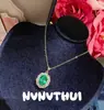 Joyas Turmalina Lago Azul Esmeralda Girasol Collar Tachonado con Diamantes Conjunto de Joyas para Boda Aretes Florales Bud-Verde Neón