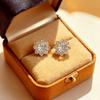 Pendientes de girasol chapados en plata de ley S925 pt950 con moissanita de color D, elegantes y elegantes con flores, combinables, ligeros y lujosos para novia.