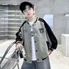 Jaqueta baseball esportiva de primavera e outono para meninos, novo estilo 2026, peça de outer wear moderna e estilosa para crianças mais velhas