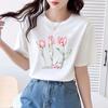 Nova Camiseta de Manga Curta para Mulheres Verão 2026, Top Solto e Versátil Estilo Coreano, Peça Básica com Gola Redonda, Camiseta Tendência Estilo Ins