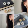 Pendientes de Perla Girasol Brillantes Baño de Oro Real Lujo Ligero Moda de Gama Alta Combinan con Todo Accesorios para Orejas Explosivos de Nicho para Mujeres