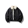 Crowd City Jaqueta de Algodão com Gola Alta e Gola de Pelo High-End Retro para Homens e Mulheres Inverno Quente Casual Solta Y614