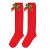 Meias de Natal infantis meias de laço de camada dupla meias novas fofas acima do joelho europeias e americanas meias coloridas transfronteiriças para meninas