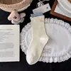 Calcetines Lindos de Cachorro Dachshund Azules, Grises y Blancos para Mujer, Calcetines Finos de Algodón Sin Costuras Hasta la Mitad de la Pantorrilla, Calcetines de Tela con Etiqueta Ins de Dibujos Animados Estilo Coreano de Moda