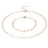 2025 Moda Rectangular Cadena de Clip de Papel Set de Pulsera Joyería para Mujer Accesorios Elegantes Versátiles de Moda