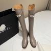 Bloqueio de couro botas Knight slant slimming botas inverno sapatos femininos novas botas de alta botas longas botas de moda para as mulheres