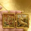 Tíbet Montaña Jiuhua Ksitigarbha Ocho Deidades Guardianas Thangka Ga'U Pulsera Colgante Collar con Relieve Tridimensional