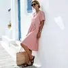Estilo Nuevo Primavera/Verano 2026 Bestseller de Amazon Vestido Largo Sexy de Cuello V Manga Corta Fruncido a Cuadros