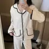 Cárdigan Casual Nuevo de Cachemira para Mujer, Holgado, Color Sólido, Ropa de Casa, Conjunto de Pijama Espesado con Acabado Pulido