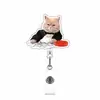 Transfronteiriço Em Estoque Acrílico Emo Gato Excêntrico Emoji Emblema Clipe Animal Fofo Retrátil Fivela de Puxar Fácil