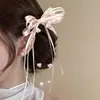 Super Hada Flor de Lirio del Valle Lazo Pinza para el Cabello Cinta Doble para Cola de Caballo Pinza de Pato Estilo Ballet para Niña Flor Borla Pinza Lateral