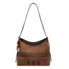 Bolso de mano de gamuza a rayas nuevo 2026, bolso tote de gran capacidad para mujer, estilo casual, bolso cruzado de otoño, bolso de hombro