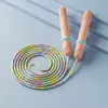 Corda de Pular de Bambu para Jardim de Infância, Equipamento Esportivo com Bolinhas Macias, Especial para Alunos do Ensino Fundamental, Corda de Pular de Bambu Colorida Ajustável para Crianças