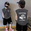 Colete de Menino Colete de Verão Simples de Algodão Puro para Bebê Roupa Exterior Infantil Camiseta de Verão sem Mangas Camiseta de Verão na Moda T