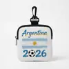Bolsa de Almacenamiento para Auriculares con Cable, Bolsa de Transporte Portátil, Tarjetero, Billetera para Monedas, Copa Mundial de Fútbol Transfronteriza 2026, Bandera Nacional