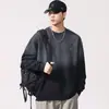 Sudadera con Estampado de Contraste de Marca de Moda Holgada para Hombre Tallas Grandes F5622 Otoño e Invierno 420g Lavada Pesada Degradada