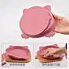 Set de Vajilla de Silicona de Grado Alimenticio para Suplementos Alimenticios Infantiles, Plato con Ventosa con Forma de Gato, Plato para Bebé para Alimentarse Solo