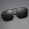 Tendencia transfronteriza de moda con textura, gafas de sol metálicas de doble puente, de alta gama para negocios, con caja, gafas de sol con parasol Q2889