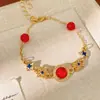 Colar Vintage de Resina com Gotejamento de Óleo, Formato Redondo e Gota, Corrente de Clavícula de Luxo Leve de Nicho, Conjunto de Joias Exquisite