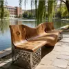 Banco de Asiento de Paisaje de Jardín de Calle Comercial de Plaza Exterior Silla Creativa de Acero Inoxidable de Forma Irregular para Sillas Públicas de Ocio para Centros Comerciales