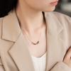 Pingente de Turmalina Natural em Prata 925 Corrente de Clavícula Jade Degradê Feminino Joia Colar de Luxo Leve Nicho Colar Feminino