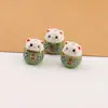 Gato da Sorte Japonês Fofo Contas Cerâmicas Soltas DIY Pulseira Trançada Artesanal Colar Joias com Contas Pequenos Acessórios