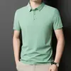 Conjunto Sem Costura de Seda Gelada para Meia-Idade e Idosos Casual de Negócios Camisa Polo de Manga Curta para Homens e Pais Conjunto de Calça de Seda Gelada Casual Lote