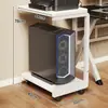 Suporte para torre de computador, suporte de camada dupla, rack de armazenamento de mesa móvel sob a mesa